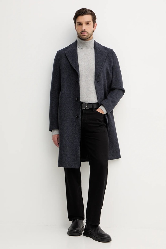 Sisley płaszcz z dodatkiem wełny 2UHZSN044 granatowy AW25
