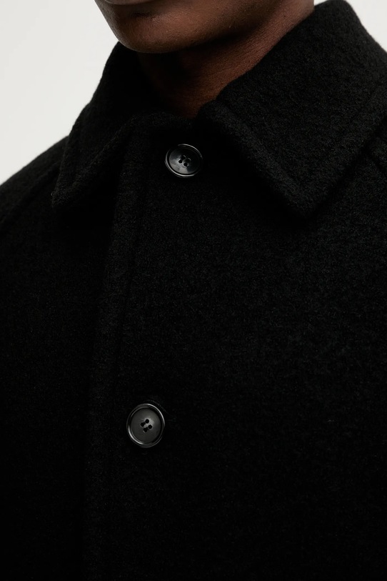 A.P.C. płaszcz wełniany manteau gaston czarny WVBEH.H01516