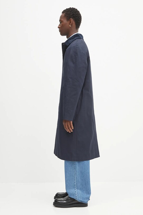 A.P.C. płaszcz bawełniany mac gaspard COHIL.M01548 granatowy AW25