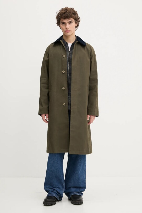 A.P.C. płaszcz bawełniany mac gaspard COHIL.M01548 zielony AW25