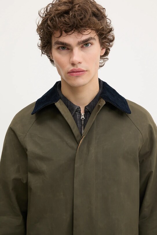A.P.C. płaszcz bawełniany mac gaspard zielony COHIL.M01548