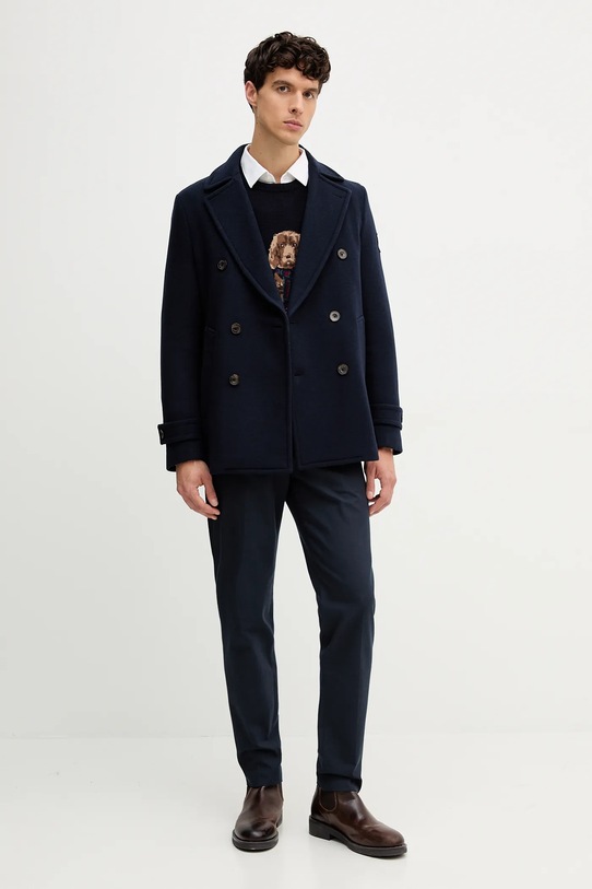 Hackett London haină cu lână HM4000041 bleumarin AW25