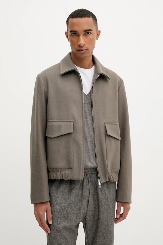 BARENA VENEZIA kurtka z wełną Capospalla Magan bez kaptura brązowy CSU5234.444