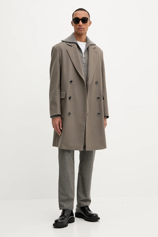 BARENA VENEZIA płaszcz z wełną Capospalla Gazabin CSU5235.444 brązowy AW25