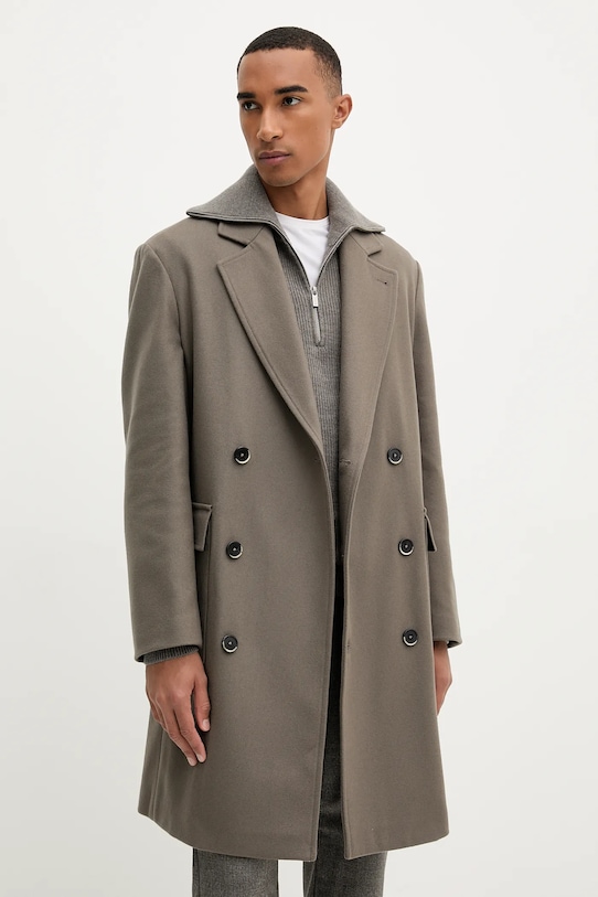 BARENA VENEZIA płaszcz z wełną Capospalla Gazabin brązowy CSU5235.444