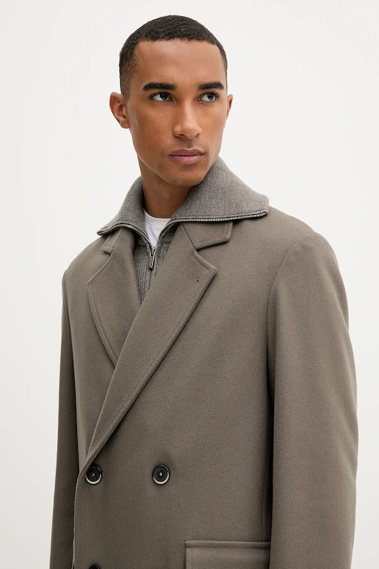 BARENA VENEZIA płaszcz z wełną Capospalla Gazabin CSU5235.444 brązowy