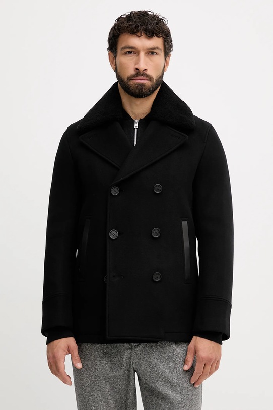 MACKAGE płaszcz wełniany wełna czarny COLE.