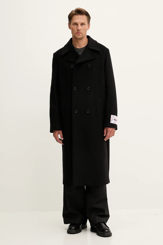 MSGM płaszcz z wełną bez kaptura czarny 3940MC08.257603