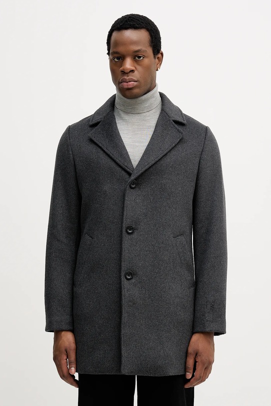 Guess płaszcz z dodatkiem wełny bez kaptura szary M4BL3S.WGJ82
