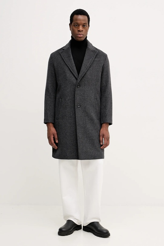 Guess płaszcz z dodatkiem wełny AUSTIN bez kaptura szary M5BL0J.W2580