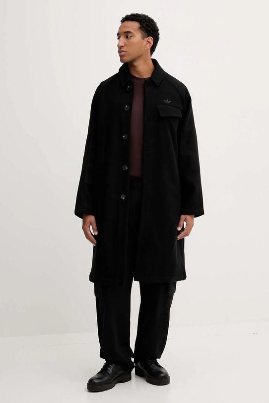 adidas Originals palton din lână P Ess Overcoat JW0120 negru AW25