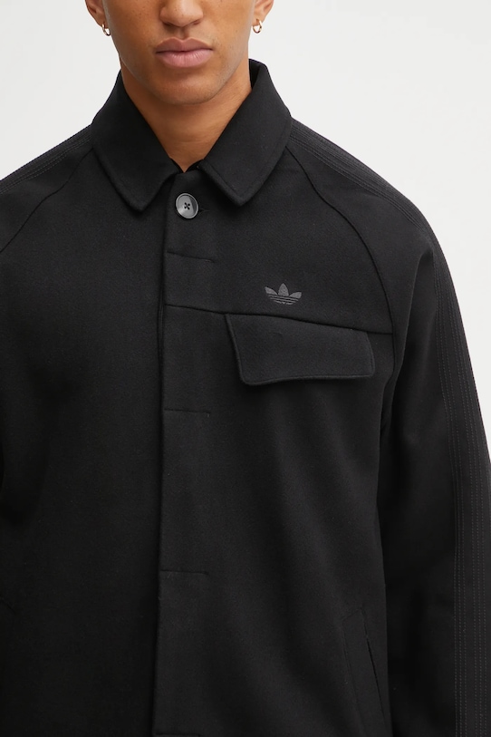 adidas Originals palton din lână P Ess Overcoat negru JW0120