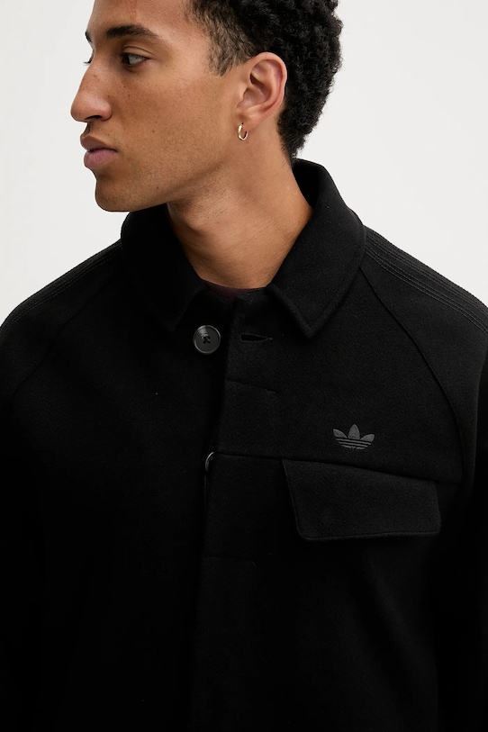 adidas Originals płaszcz z domieszką wełny P Ess Overcoat JW0120 czarny