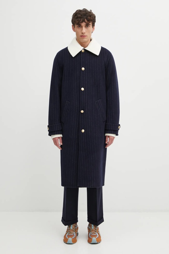 Drôle de Monsieur haină cu lână Le Manteau Pinstripes fara gluga bleumarin I.CT143.WO041