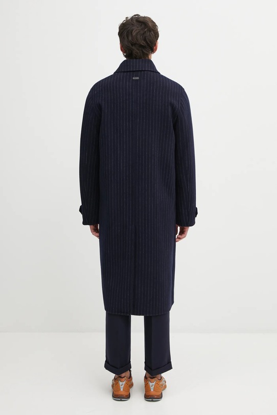 Îmbrăcăminte Drôle de Monsieur haină cu lână Le Manteau Pinstripes I.CT143.WO041 bleumarin