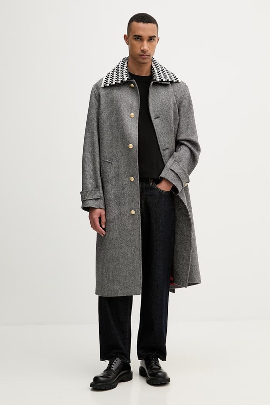 Drôle de Monsieur palton de lână Le Manteau Tweed I.CT147.WV014 gri AW25