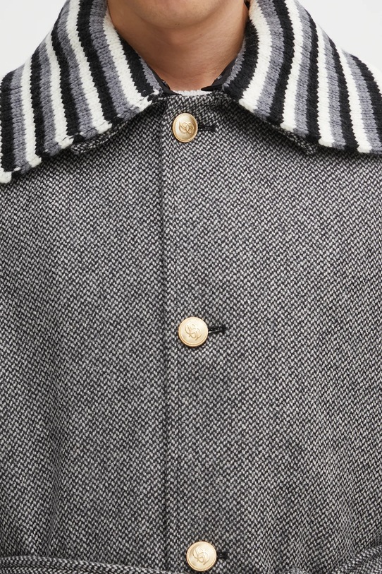 Шерстяное пальто Drôle de Monsieur Le Manteau Tweed I.CT147.WV014 серый