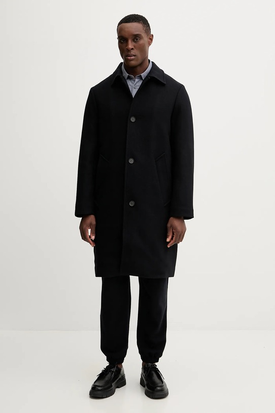 Armani Exchange płaszcz z dodatkiem wełny XM001121.AF18943 granatowy AW25