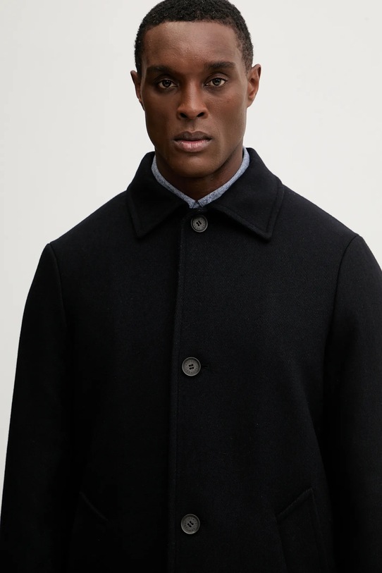 Armani Exchange płaszcz z dodatkiem wełny granatowy XM001121.AF18943