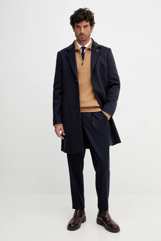 Tommy Hilfiger płaszcz z wełną MW0MW40768 granatowy AW25