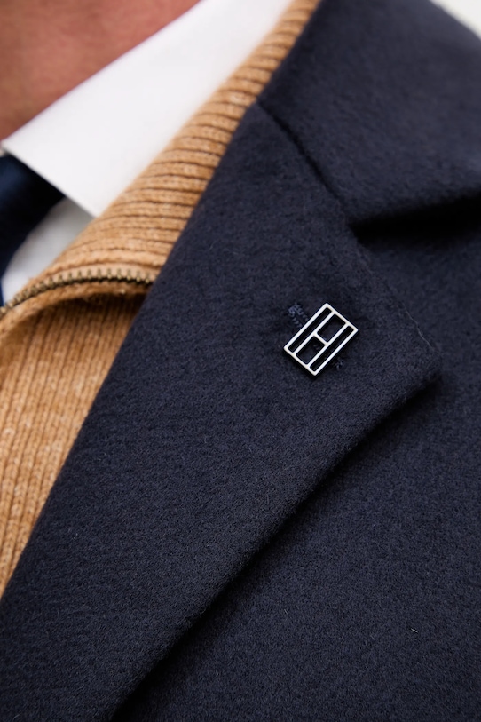 Tommy Hilfiger płaszcz z wełną MW0MW40768 granatowy