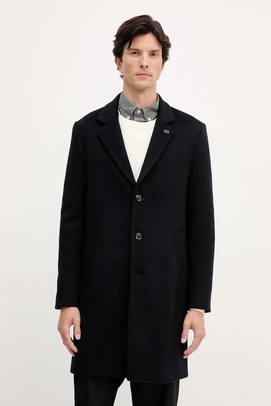 Пальто з вовною Tommy Hilfiger без капюшона чорний MW0MW40768
