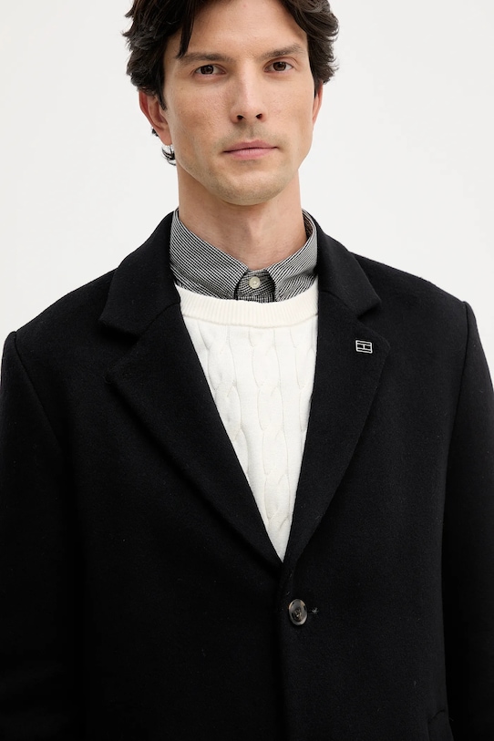Tommy Hilfiger palton de lână negru MW0MW40768