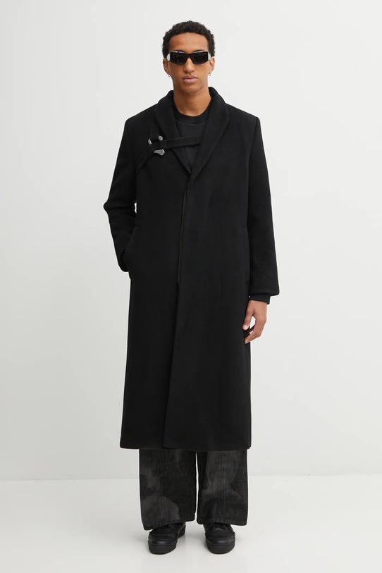 Heliot Emil płaszcz wełniany AW25.M.01.013.BLK01