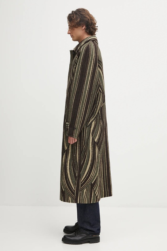 Пальто с добавлением шерсти Kenzo Leaf Stripe FF65MA0329IB зелёный AW25