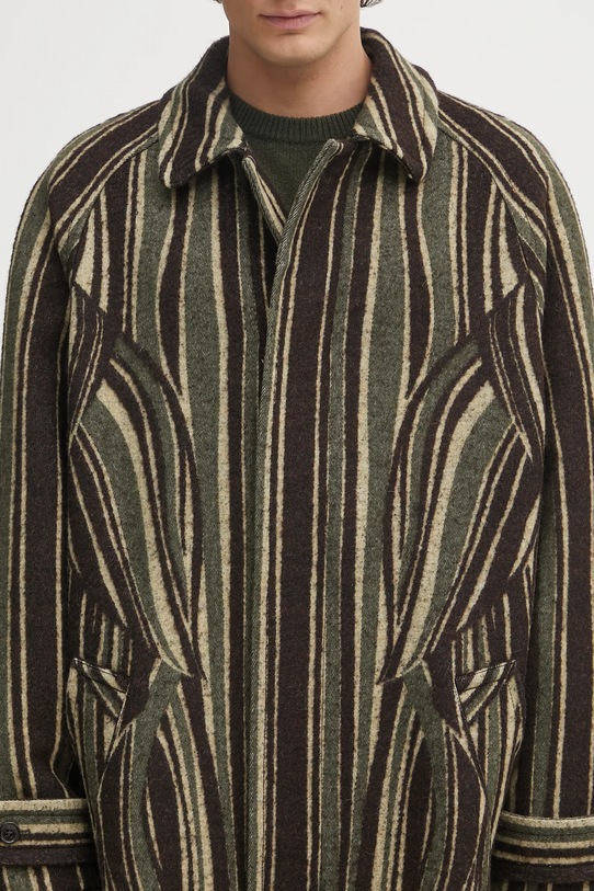 Пальто с добавлением шерсти Kenzo Leaf Stripe зелёный FF65MA0329IB