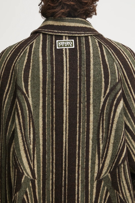 Пальто с добавлением шерсти Kenzo Leaf Stripe FF65MA0329IB зелёный