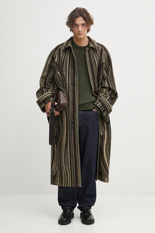 Пальто с добавлением шерсти Kenzo Leaf Stripe FF65MA0329IB