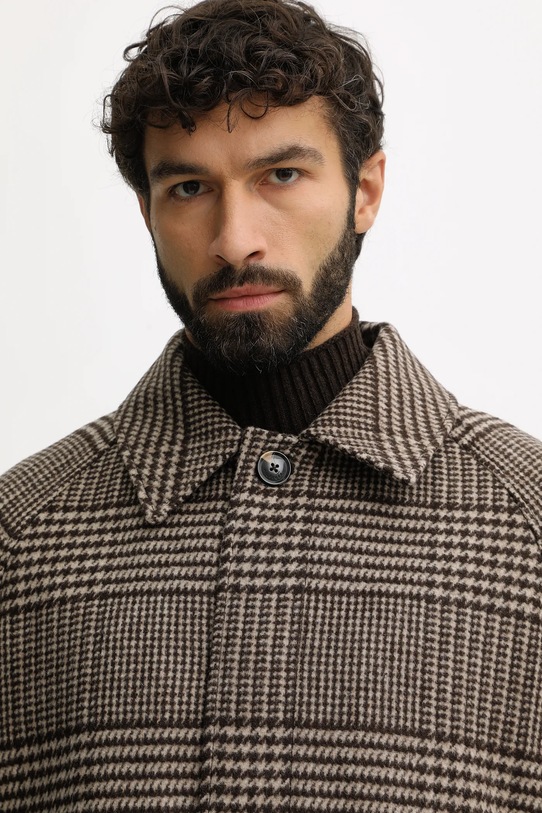 Tommy Hilfiger płaszcz z dodatkiem wełny brązowy MW0MW40633