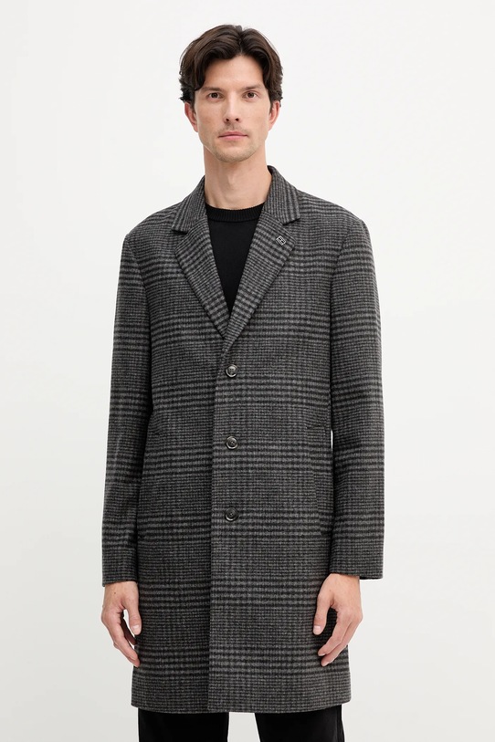 Tommy Hilfiger płaszcz z dodatkiem wełny bez kaptura szary MW0MW40769