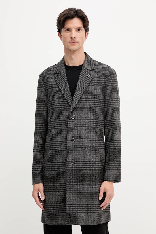 Tommy Hilfiger płaszcz z dodatkiem wełny bez kaptura szary MW0MW40769