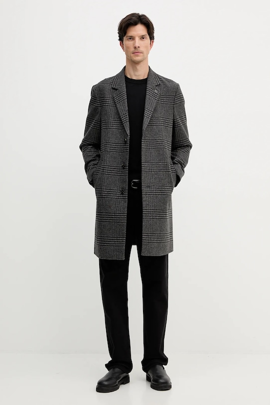 Tommy Hilfiger płaszcz z dodatkiem wełny szary MW0MW40769