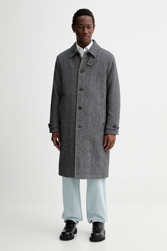 Calvin Klein płaszcz z dodatkiem wełny pozostałe szary LV04LD510G