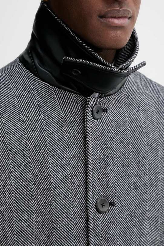 Calvin Klein płaszcz z dodatkiem wełny LV04LD510G szary
