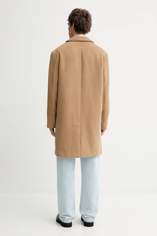Odzież Calvin Klein płaszcz z dodatkiem wełny LV04LD900G brązowy