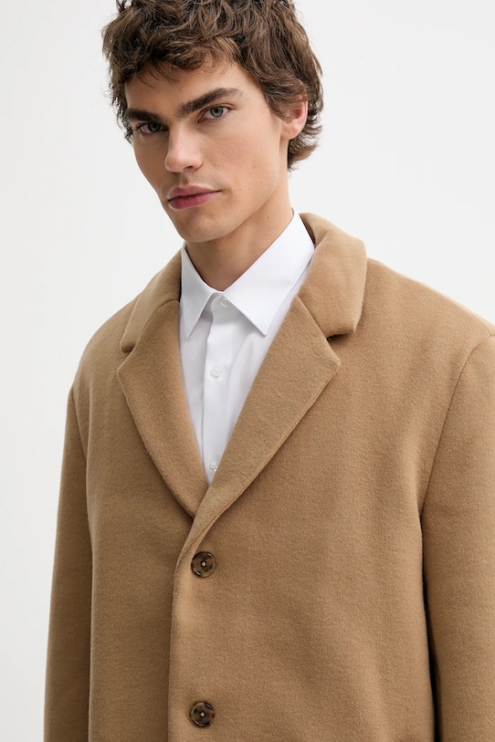 Calvin Klein płaszcz z dodatkiem wełny brązowy LV04LD900G