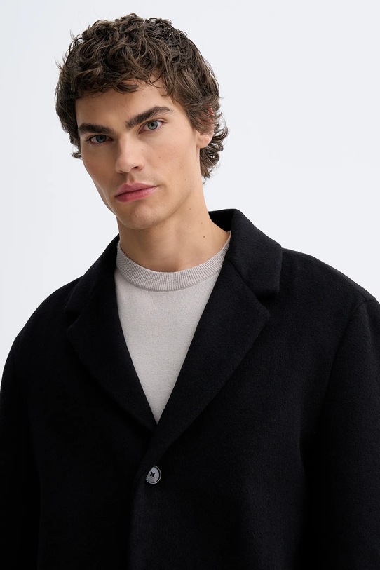 Calvin Klein płaszcz z dodatkiem wełny czarny LV04LD900G