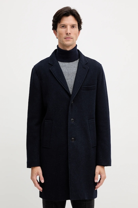 Шерстяное пальто Barbour KIRKBRIDGE с подкладкой тёмно-синий MWO0303