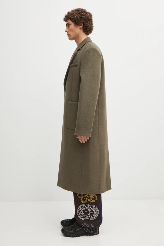 Our Legacy płaszcz z dodatkiem wełny Robe M4251RD zielony AW25