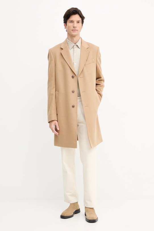 Vlnený kabát BOSS 50549187 béžová AW25