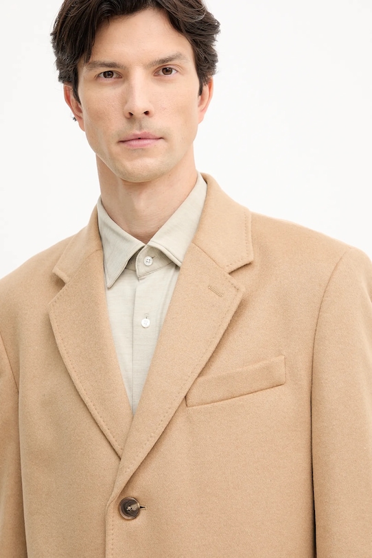 Vlnený kabát BOSS béžová 50549187