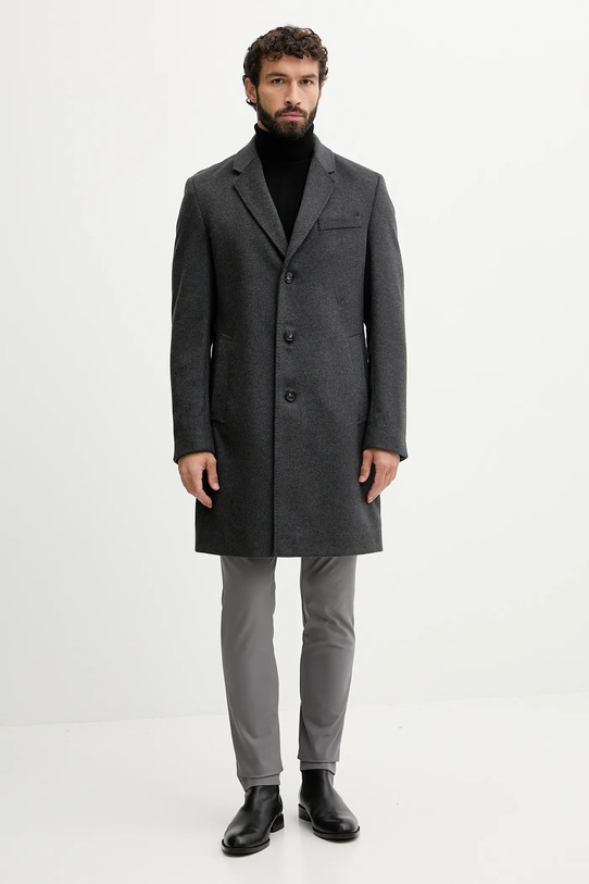 Вовняне пальто BOSS 50549187 сірий AW25