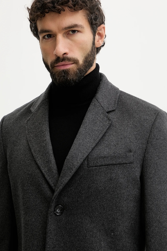 BOSS płaszcz wełniany szary 50549187