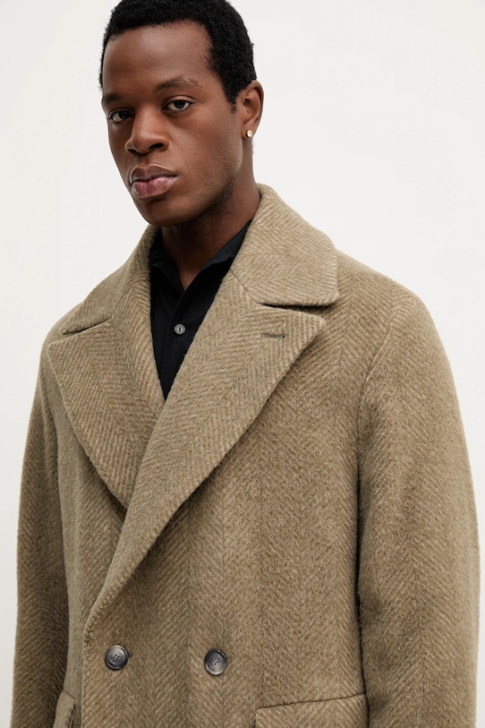 Vlnený kabát BOSS 50550743 zelená