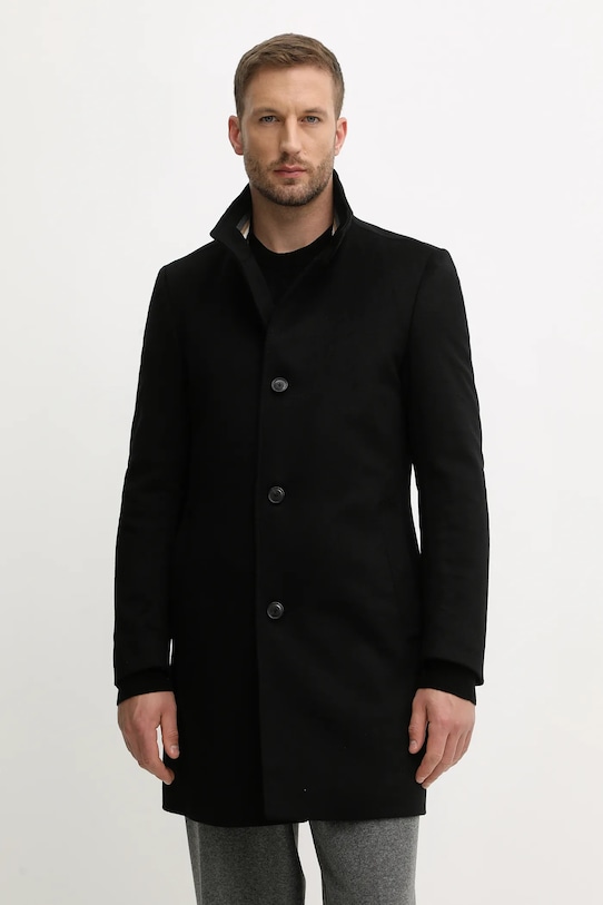 BOSS płaszcz wełniany nieocieplane czarny 50551078