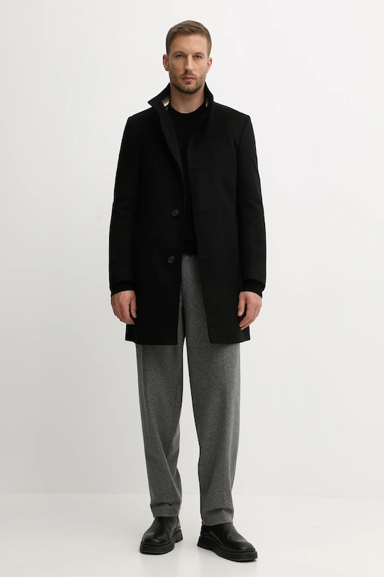 BOSS płaszcz wełniany 50551078 czarny AW25